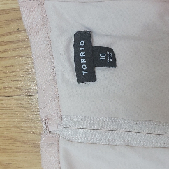 Torrid Blush Lace Off Shoulder Lined Cocktail Party Dress - Picture 6 of 12